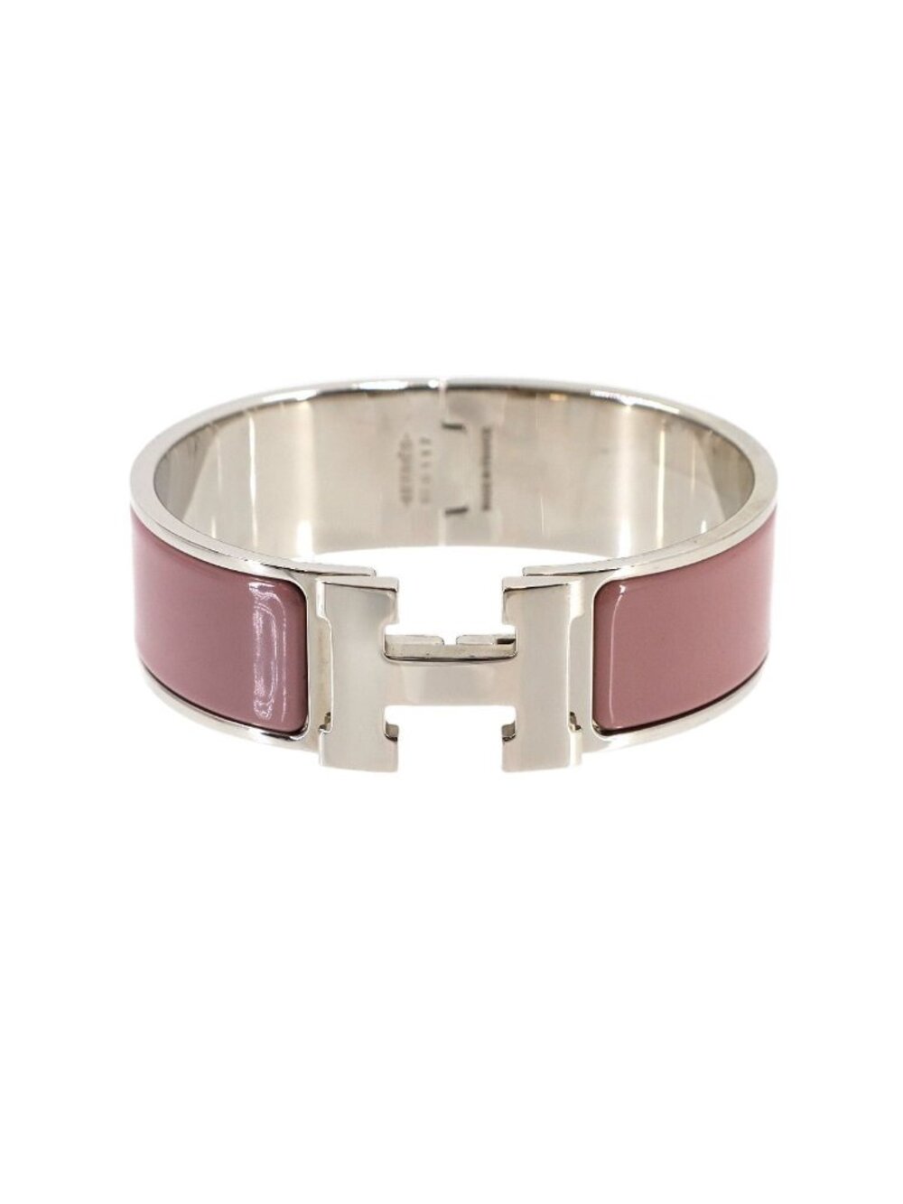 Hermes Clic Clac H GM Bangle Pink Silver Bracelet
